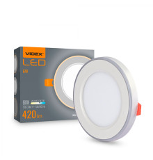 LED світильник вбудований з декоративною підсвіткою VIDEX Downlight DL4R 6W+3W 5000K+2700K 220V