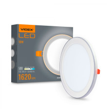 LED світильник вбудований з декоративною підсвіткою VIDEX Downlight DL4R 18W+6W 5000K+2700K 220V 