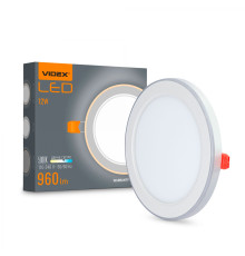LED світильник вбудований з декоративною підсвіткою VIDEX Downlight DL4R 12W+4W 5000K+2700K 220V