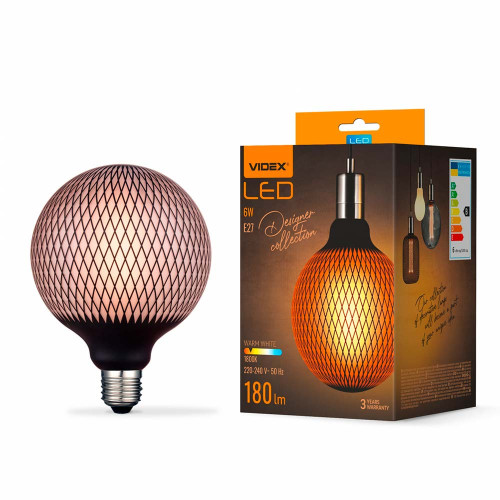 LED лампа VIDEX Filament VL-DG125BP 6W E27 1800K Black Magician net ( 4018379 )