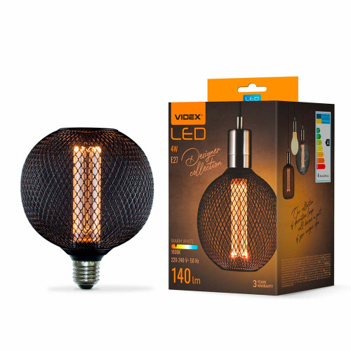 LED лампа VIDEX Filament VL-DBMC125150 4W E27 1800K Black Chainmail style ( 4018382 )