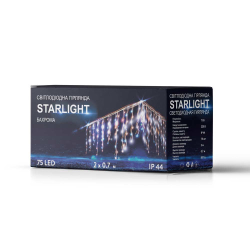 Гірлянда вулична STARLIGHT бахрома білий/жовтий Flash 75LED IP44 прозорий 2x0,7м ( 4018505 )