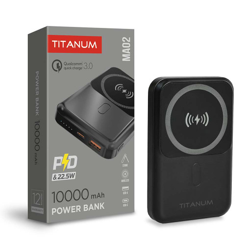 Повербанк з бездротовою зарядкою 10000mAh TITANUM MA02 22.5W Black ( 4018733 )