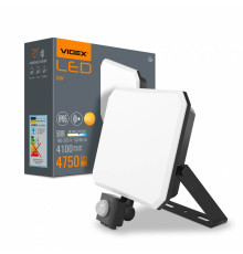 LED прожектор VIDEX F3 50W 5000K з датчиком руху 220V Black (VLE-F3-0505B-S) 