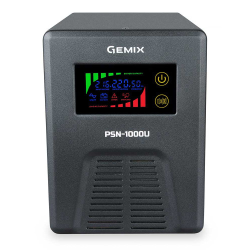 ДБЖ Gemix PSN-1000U LCD, 1000ВА/600Вт, 7/9/13A, 3xEURO Schuk ( 4018933 )