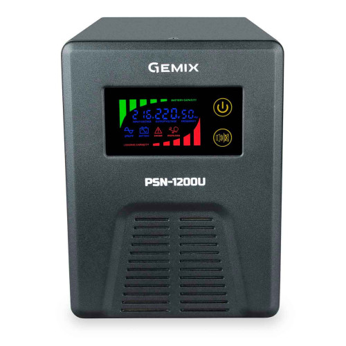 ДБЖ Gemix PSN-1200U LCD, 1200ВА/800Вт, 7/13/18A, 3xEURO Schuko ( 4018936 )