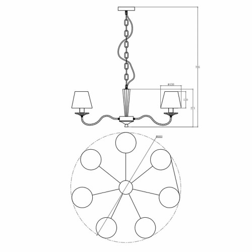 Люстра Edlin PL321167-7 Moren E14 7x12W IP20 латунний 32205326 ( 4019244 )
