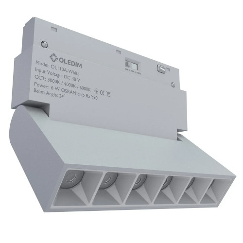 Магнитный трековый светильник поворотный белый OLEDIM OL110 6W 3000K ( 4019374 )