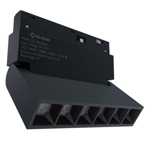 Магнитный трековый светильник поворотный черный OLEDIM OL110A 6W 3ССT (3000K, 4000K, 6000K) ( 4019375 )