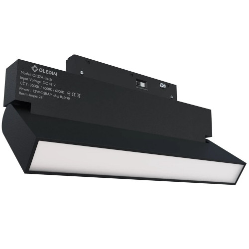 Магнитный трековый светильник поворотный черный OLEDIM OL27 12W 3000K ( 4019379 )