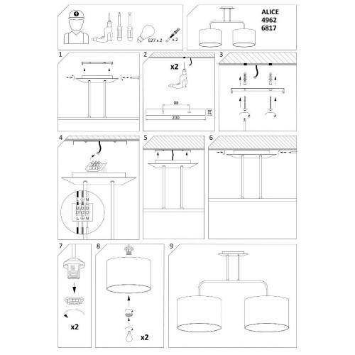 Люстра Nowodvorski 4962 Alice E27 2x60W IP20 Bl ( 4011224 )