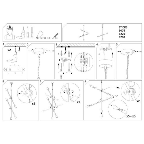 Люстра Nowodvorski 6268 Sticks E27 3x60W IP20 Bl ( 4011249 )