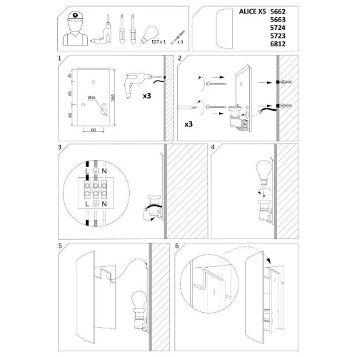 Бра Nowodvorski 6812 Alice E27 1x60W IP20 Wh ( 4010902 )
