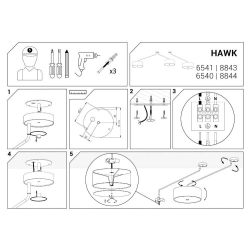 Люстра Nowodvorski 8843 Hawk E27 6x60W IP20 Wh ( 4011442 )