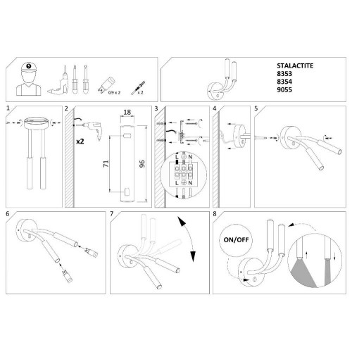 Бра Nowodvorski 9055 Stalactite G9 2x10W IP20 Bl ( 4010964 )