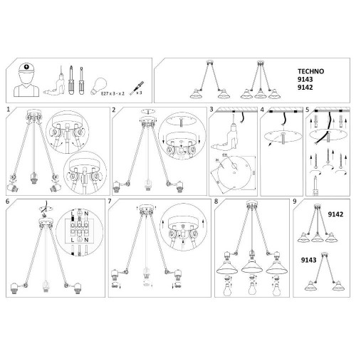 Люстра Nowodvorski 9143 Techno E27 2x60W IP20 Bl ( 4011517 )