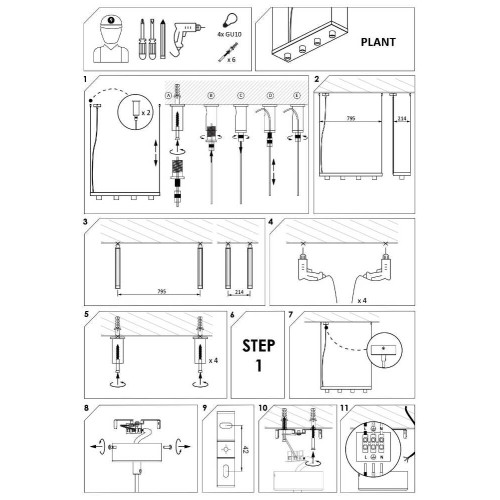 Підвісний світильник Nowodvorski 9382 Plant GU10 4x35W IP20 Wh ( 4011540 )