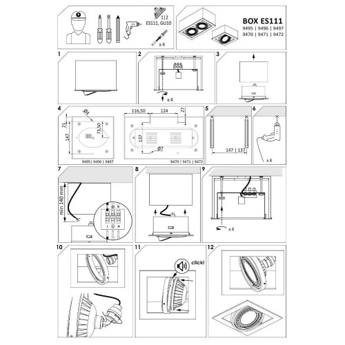 Точковий світильник Nowodvorski 9495 Box GU10, ES111 1x15W IP20 Bl ( 4012125 )