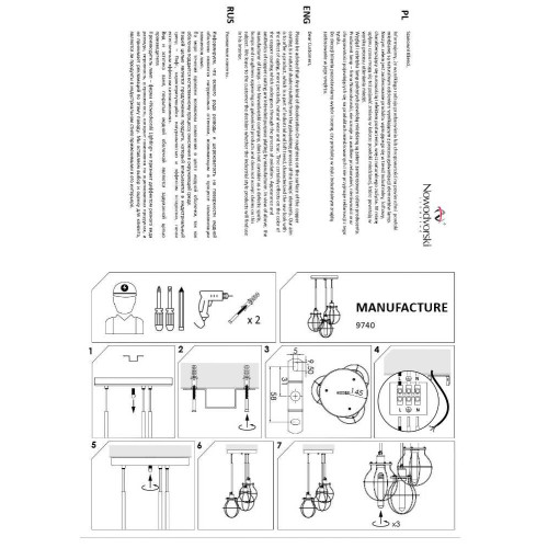 Люстра Nowodvorski 9740 Manufacture E27 3x60W IP20 Bl ( 4011569 )