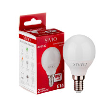 LED лампа Е14 G45 6W нейтральна біла 4100К SIVIO