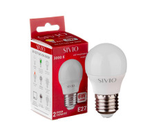 LED лампа Е27 G45 6W теплая белая 3000К SIVIO