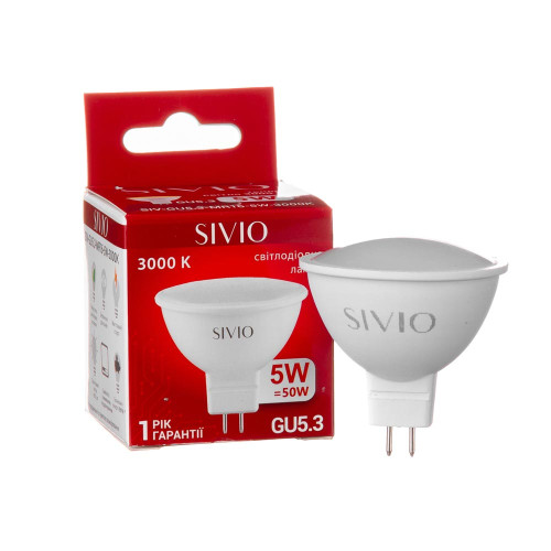 LED лампа GU5.3 MR16 5W теплая белая 3000К SIVIO ( 1012814 )