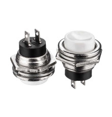 Натискна Кнопка біла 16мм 3А 125В без фіксації OFF-(ON) DS-212 SPST 2pin Daier