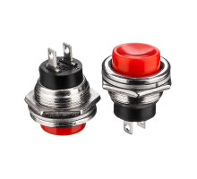 Натискна Кнопка червона 16мм 3А 125В без фіксації OFF-(ON) DS-212 SPST 2pin Daier