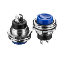 Натискна Кнопка синя 16мм 3А 125В без фіксації OFF-(ON) DS-212 SPST 2pin Daier