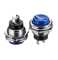 Натискна Кнопка синя 16мм 3А 125В без фіксації OFF-(ON) DS-212 SPST 2pin Daier