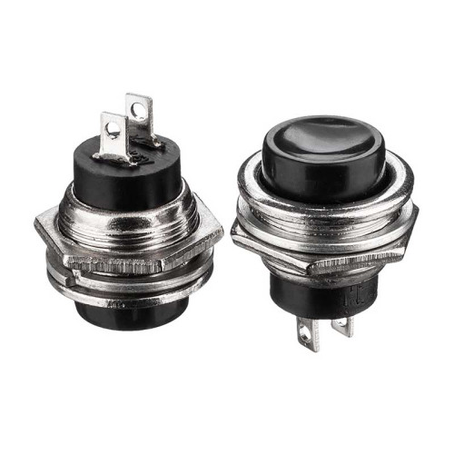 Натискна Кнопка чорна 16мм 3А 125В без фіксації OFF-(ON) DS-212 SPST 2pin Daier ( 1014146 )