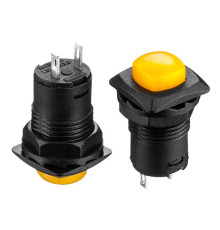 Натискна Кнопка жовта 12мм 1.5 А 125В без фіксації OFF-(ON) DS-225 SPST 2pin Daier