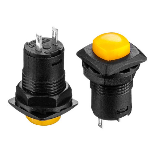 Натискна Кнопка жовта 12мм 1.5 А 125В без фіксації OFF-(ON) DS-225 SPST 2pin Daier ( 1014147 )