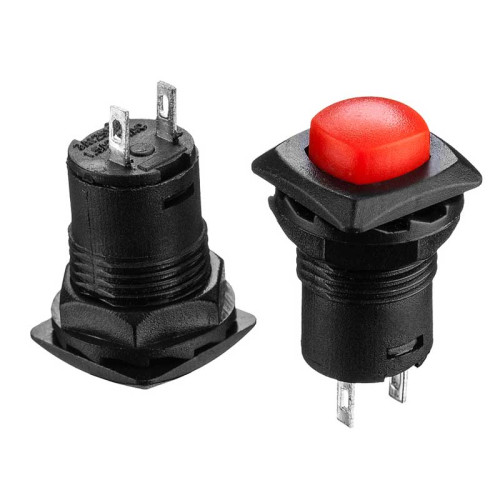Натискна Кнопка червона 12мм 1.5 А 125В без фіксації OFF-(ON) DS-225 SPST 2pin Daier ( 1014149 )