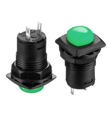 Натискна Кнопка зелена 12.7 мм 1.5 А 250В з фіксацією ON-OFF DS-226 SPST 2pin Daier