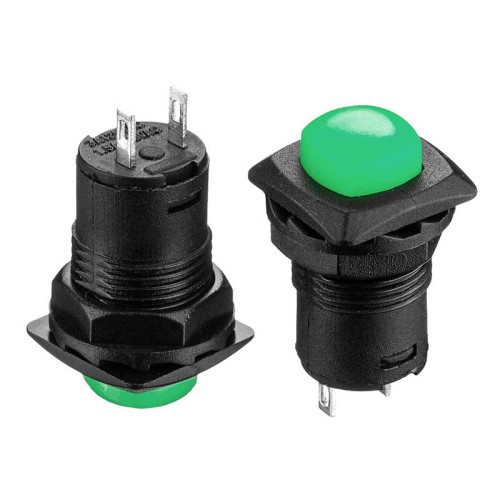 Кнопка нажимная зеленая 12.7мм 1.5А 250В с фиксацией ON-OFF DS-226 SPST 2pin Daier ( 1014153 )