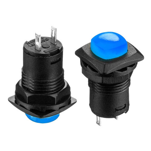Натискна Кнопка синя 12.7 мм 1.5 А 250В з фіксацією ON-OFF DS-226 SPST 2pin Daier ( 1014155 )