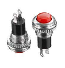 Натискна Кнопка червона 10мм 0.5 А 125В без фіксації OFF-(ON) DS-314 SPST 2pin Daier