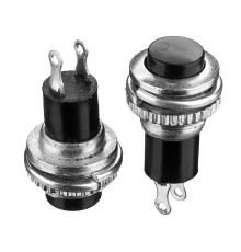 Натискна Кнопка чорна 10мм 0.5 А 125В без фіксації OFF-(ON) DS-316 SPST 2pin Daier