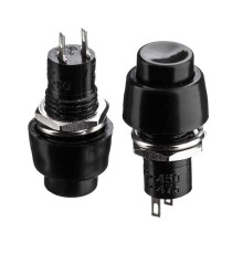 Натискна Кнопка чорна 10мм 2А 250В з фіксацією ON-OFF DS-450 SPST 2pin Daier