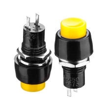 Натискна Кнопка жовта 10мм 2А 250В без фіксації OFF-(ON) DS-451 SPST 2pin Daier