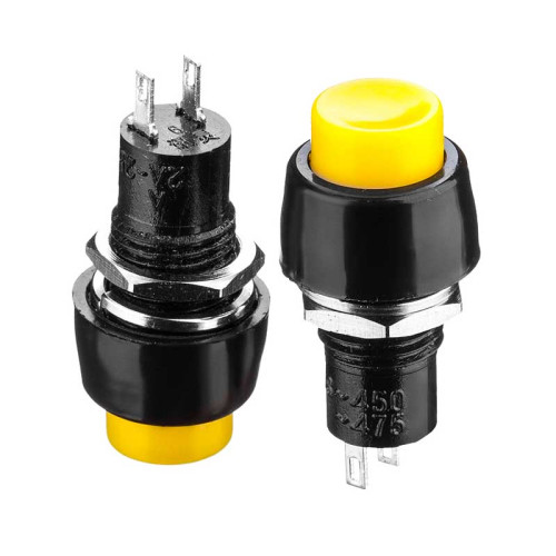 Натискна Кнопка жовта 10мм 2А 250В без фіксації OFF-(ON) DS-451 SPST 2pin Daier ( 1014179 )
