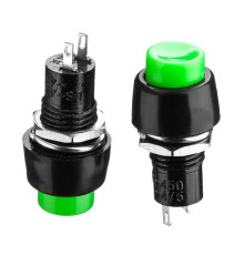 Натискна Кнопка зелена 10мм 2А 250В без фіксації OFF-(ON) DS-451 SPST 2pin Daier