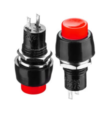 Натискна Кнопка червона 10мм 2А 250В без фіксації OFF-(ON) DS-451 SPST 2pin Daier