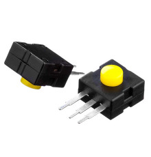 Натискна Кнопка жовта 12х12мм 1А 250В з фіксацією ON-OFF PBS-05 SPST 2pin Daier