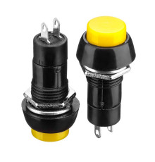 Натискна Кнопка жовта 12мм 1А 250В без фіксації ON-(OFF) PBS-11A SPST 2pin Daier