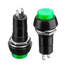 Натискна Кнопка зелена 12мм 1А 250В з фіксацією ON-OFF PBS-11A SPST 2pin Daier