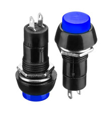 Натискна Кнопка синя 12мм 1А 250В без фіксації ON-(OFF) PBS-11A SPST 2pin Daier