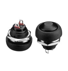 Натискна Кнопка чорна 12мм 1А 250В без фіксації OFF-(ON) PBS-33В SPST 2pin Daier