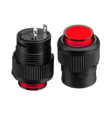 Натискна Кнопка червона LED 16мм 3А 250В без фіксації ON-(OFF) R16-503AD SPST 2pin Daier 220В